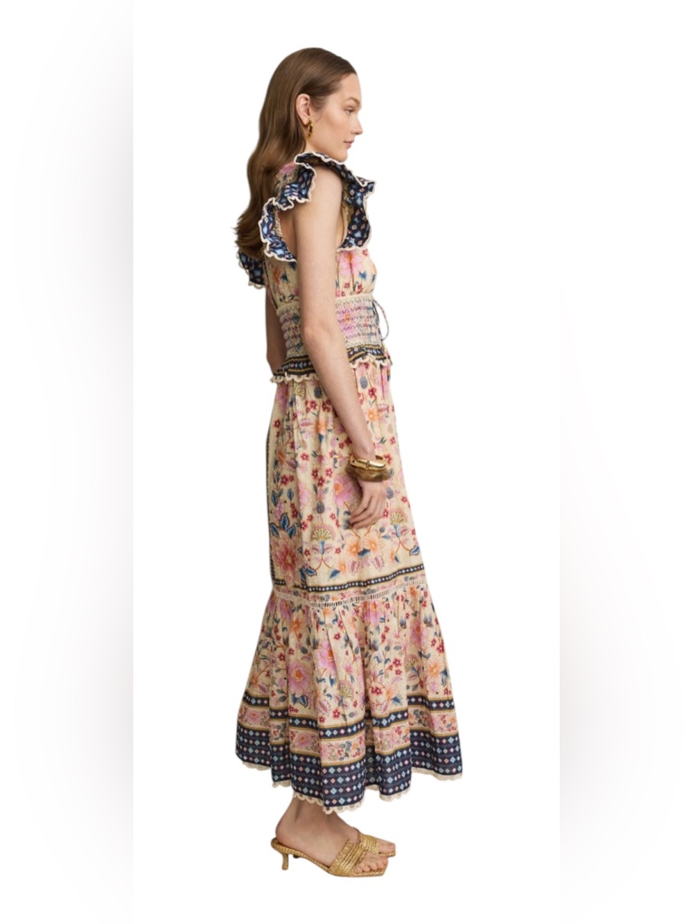 Farm Rio Superbloom Tapestry Maxi Dress Medium Boho Floral Cottagecore Cotton - Picture 3 of 15